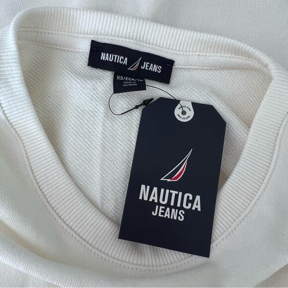 Nautica NWT Cream Balloon Sleeve Texture Knit Lightweight Sweater Sz XS - Picture 9 of 9